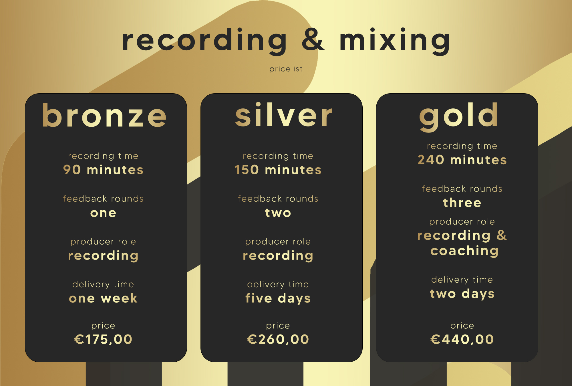 Craft Your Sound: Monutes Recording and Mixing Prices.