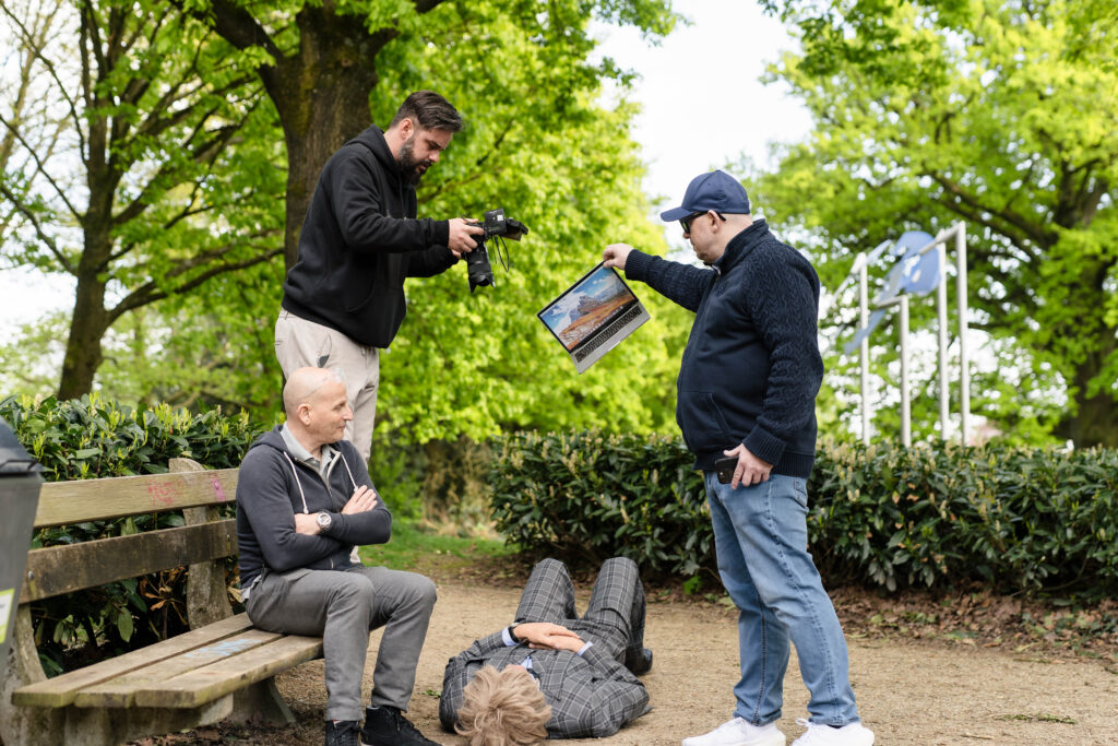 Behind the scenes opname tijdens een videoproductie van Monutes